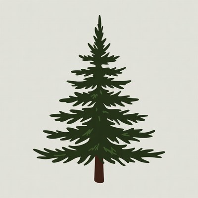 Evergreen tree on plain background