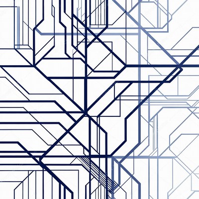 Abstract lines in blue and white design