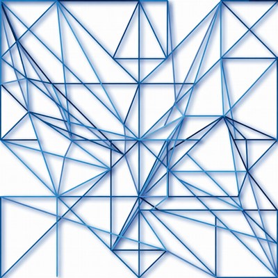 Geometric patterns with blue lines and shapes