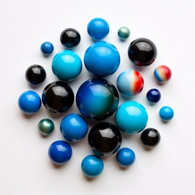 Arrangement of blue and black spheres