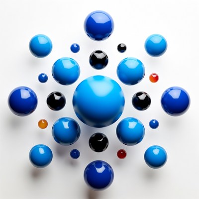 Blue and black spheres arrangement design