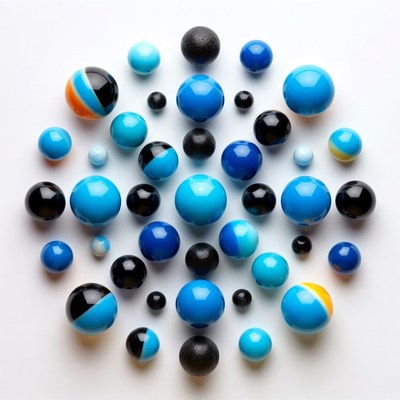 Colorful spheres arranged on a surface