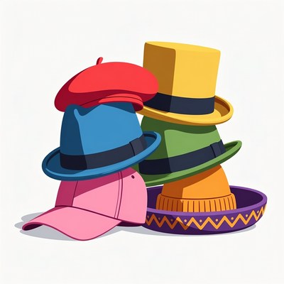 Colorful hats stacked on top