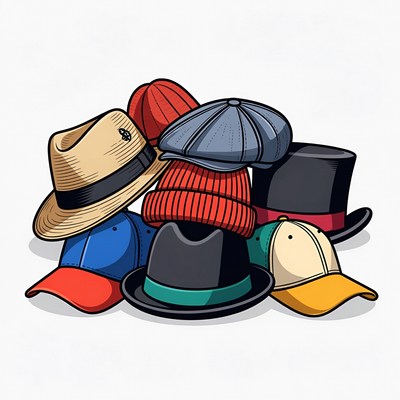 Variety of hats stacked together