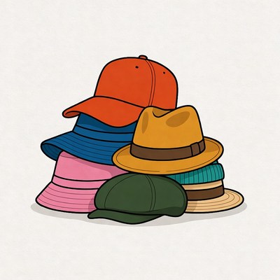 Colorful hats stacked together