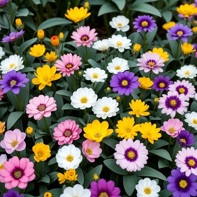 Colorful flowers in a garden setting