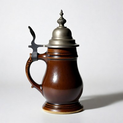 Ceramic beer stein with metal lid