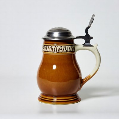 Ceramic mug with lid on display