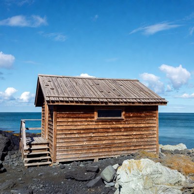 Wooden cabin by the sea