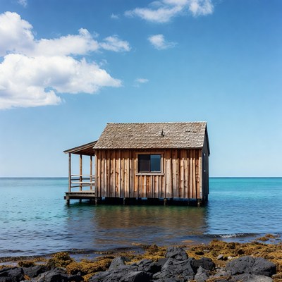 Wooden house by the sea