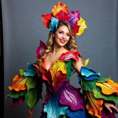 Colorful leaf costume worn by dancer