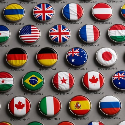Collection of country flags on buttons