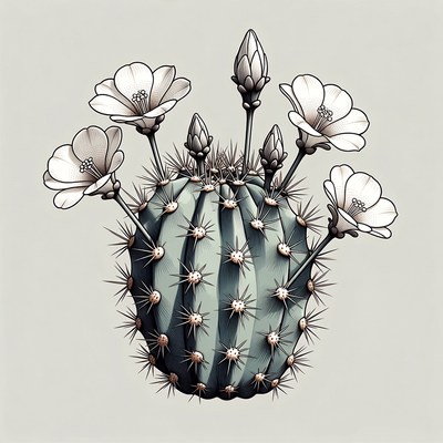Cactus with white flowers growing