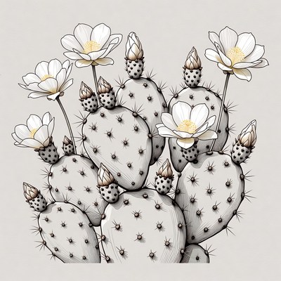 Cactus with blooming flowers in desert