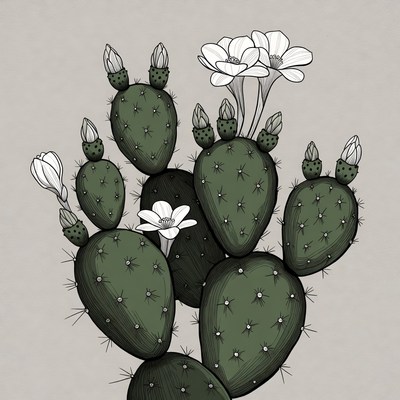 Cactus with white flowers growing