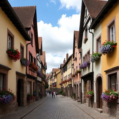 Charming street in a colorful village