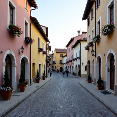 Charming street in a colorful town