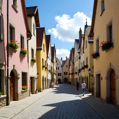 Colorful houses lining a quiet street