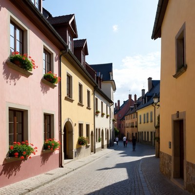 Colorful buildings in a narrow street