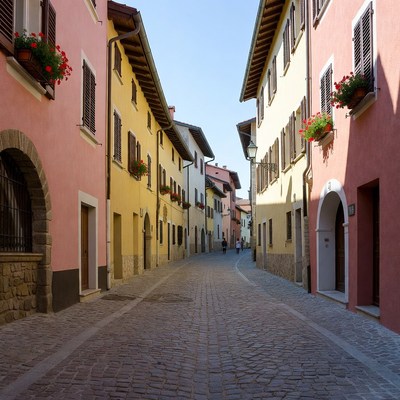 Cobblestone street in italian town