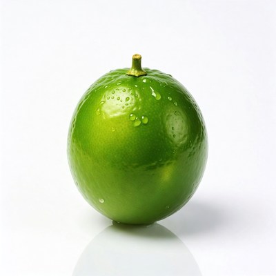 Fresh green lime with water droplets