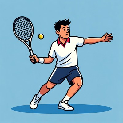 Player hits tennis ball during match