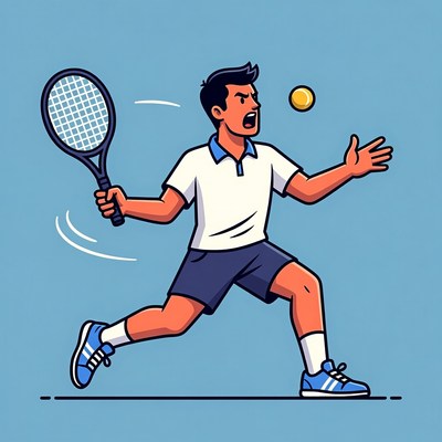 Player hits tennis ball during match