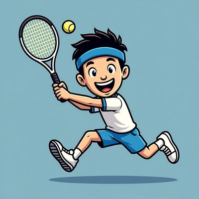 Child playing tennis with a racket