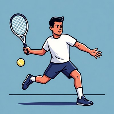 Boy playing tennis with racket