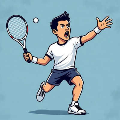Young athlete plays tennis indoors