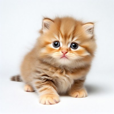 Cute fluffy kitten playing at home