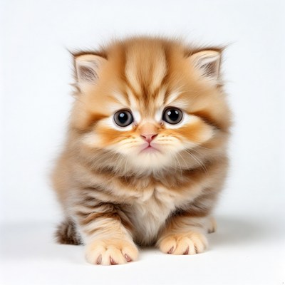 Cute kitten with fluffy fur playing