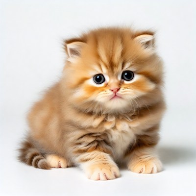 Cute fluffy kitten on white background