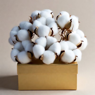 Cotton arrangement in gold box