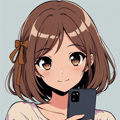 Girl smiling with a smartphone in hand