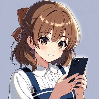 Girl using phone indoors in casual setting