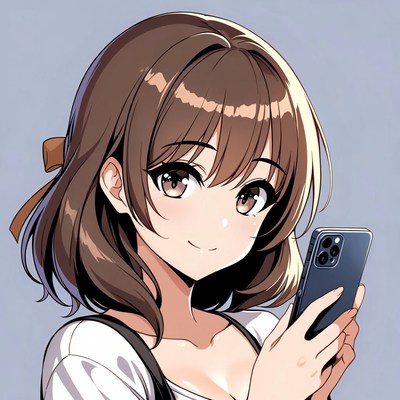 Girl holding phone and smiling