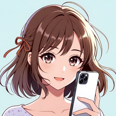 Young woman holding smartphone and smiling