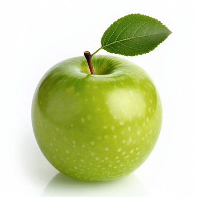 Fresh green apple on white surface