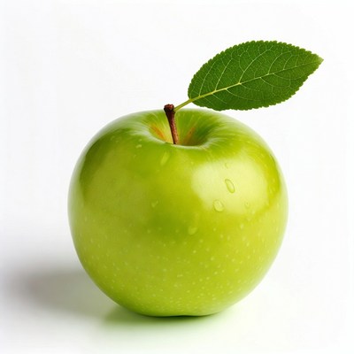 Fresh green apple on a white background