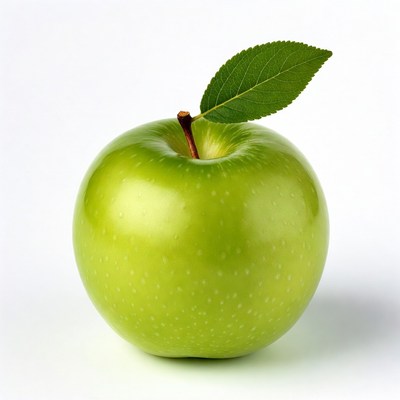 Green apple on white background