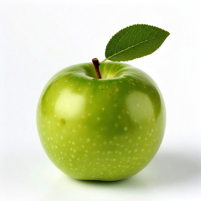 Fresh green apple on white background
