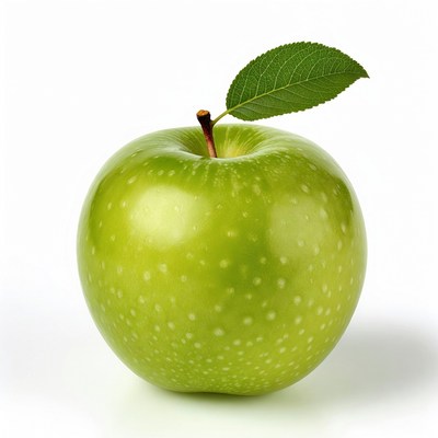 Green apple on white background