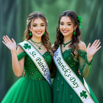 Two girls celebrate st. patrick's day
