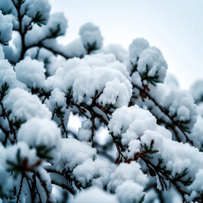 Snow-covered branches in winter