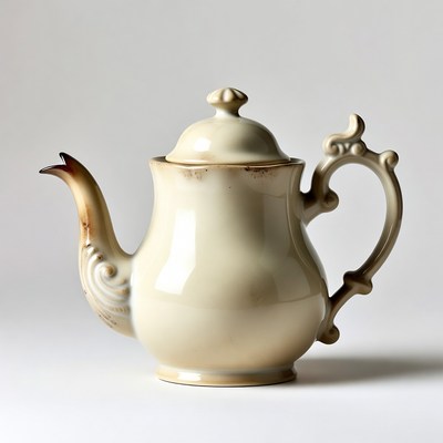 A ceramic teapot sits still on a light surface