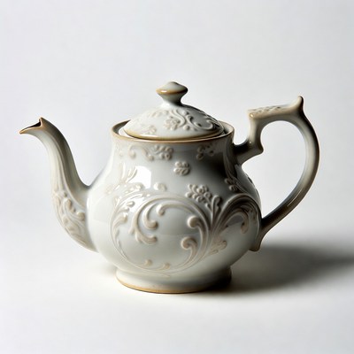 Elegant ceramic teapot with floral design