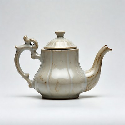 Vintage ceramic teapot on display