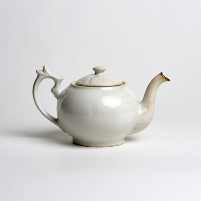 White teapot on a plain background