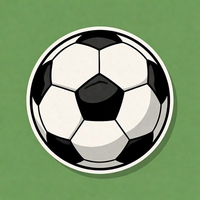 Black and white soccer ball on green background